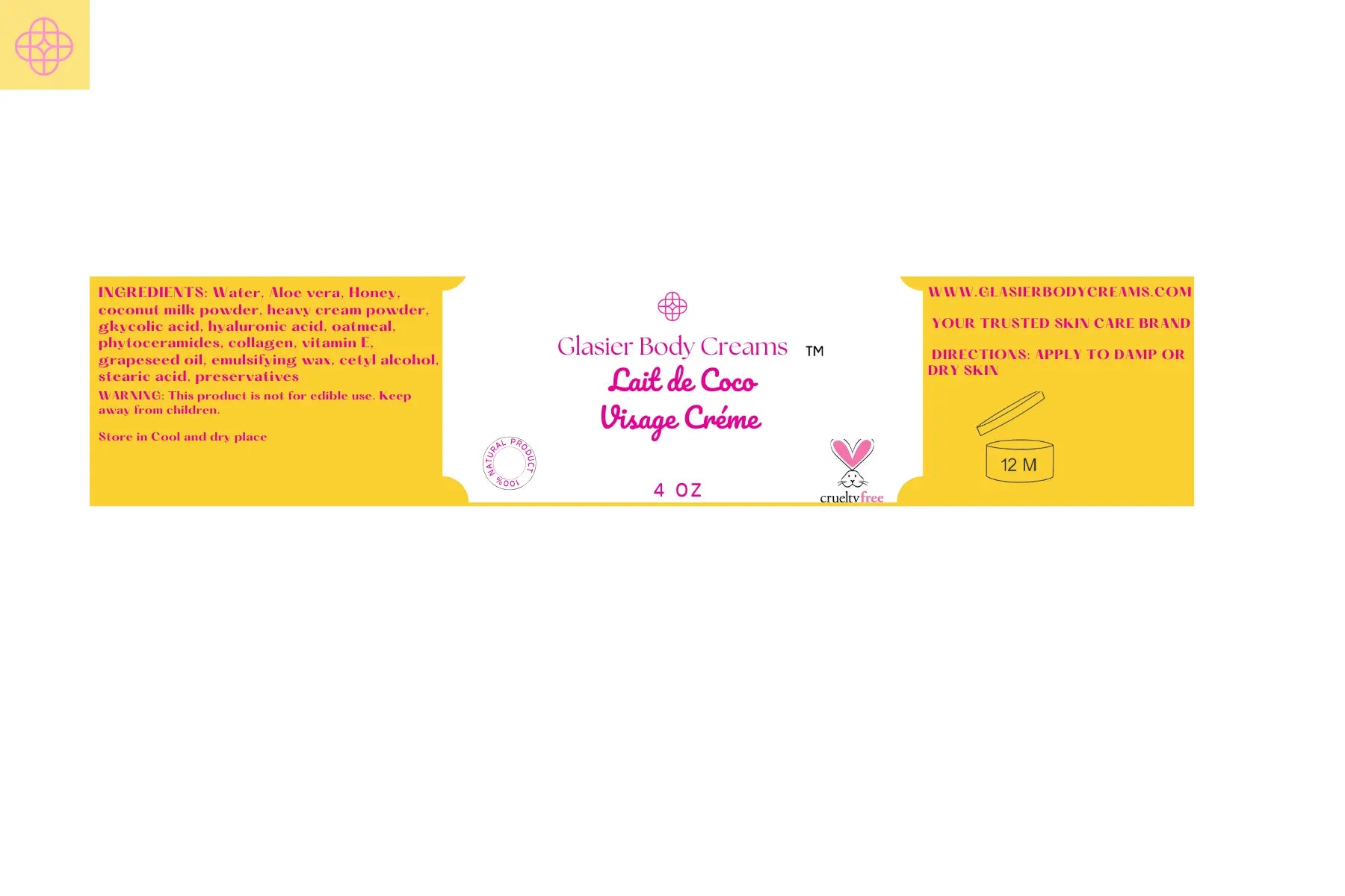 Lait de Coco Visage Créme Glasier Body Creams